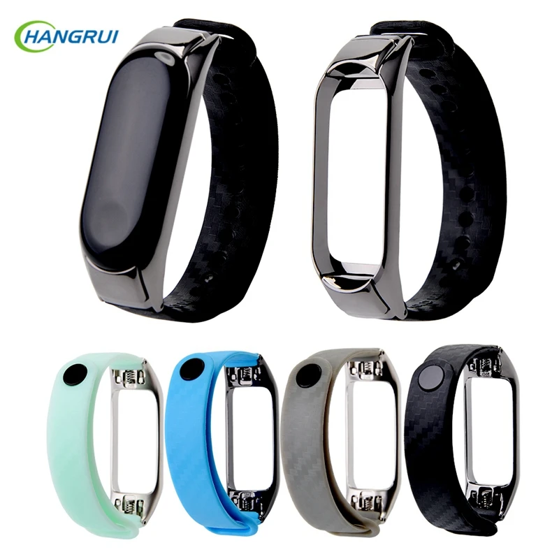 

Hangrui Carbon Fiber strap For Mi band 4 Smart bracelet Accessories Replacement Sport Watch band for xiaomi mi band 3 women men