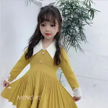 Г.,, вязаное платье в Корейском стиле для девочек модные драпированные платья на осень-зиму для девочек от 2 до 7 лет, C45