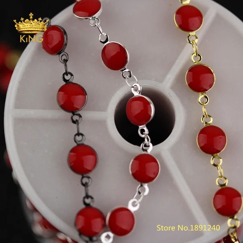 Мм 5 м 6 мм красная эмаль бисером цепи для чокеров, плоский круглый монета эмаль свободные кольца для волос Выводы Оптовая Продажа HX208