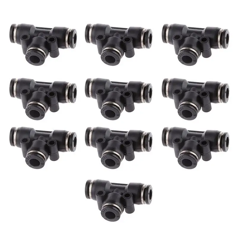 10pcs Tube 6mm Tee Union Pneumatic Push Connector Air Line Quick Fittings Uk