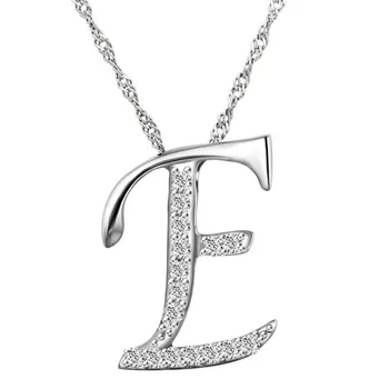 

10pcs/lot Fashion Silver Letter E pendant Necklace Crystal Initial Letter Necklace Clavicle Chains Valentine's Day Gift