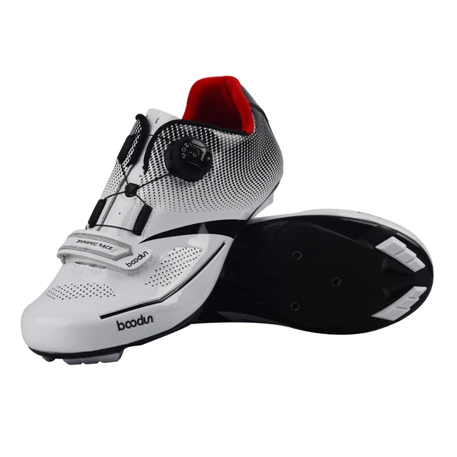 BOODUN Mens Ultralight Cycling Shoes Professional Road Bike Shoes Self-locking Breathable Racing Bicycle Shoes Zapatos Bicicleta - Цвет: white