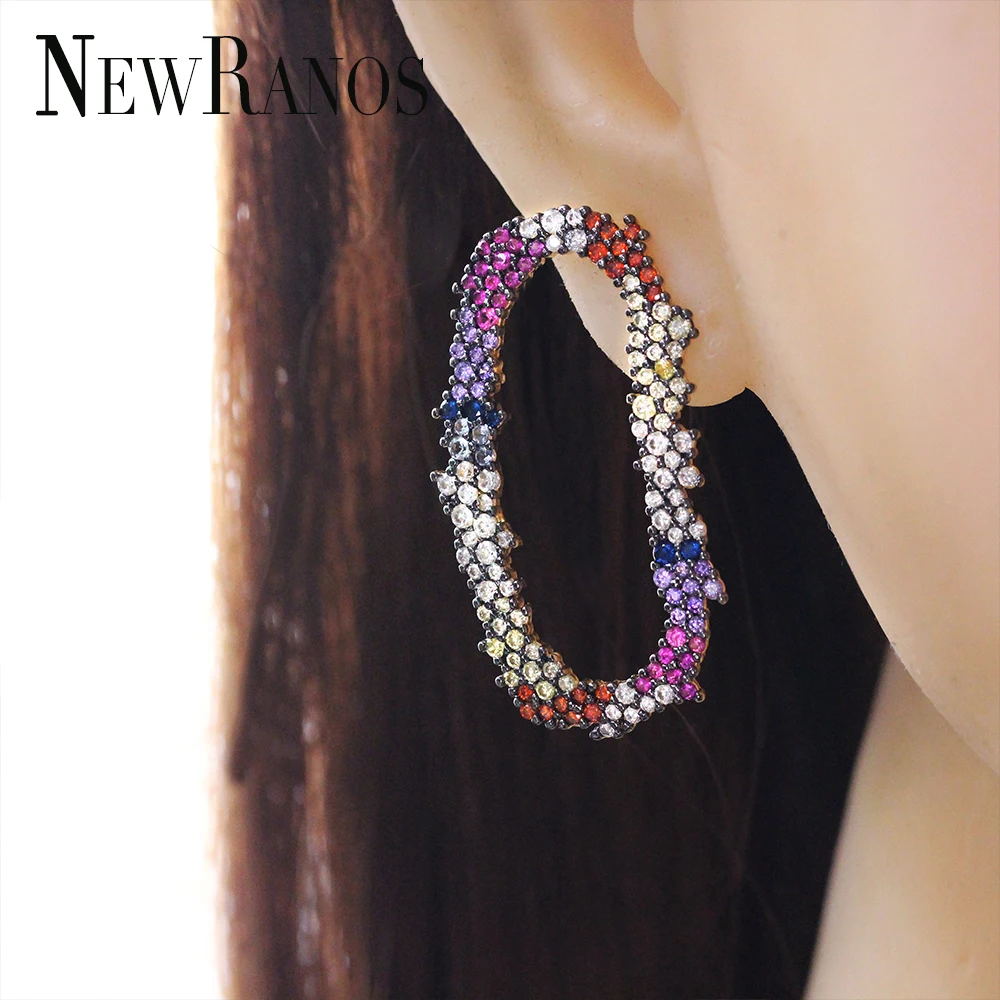 Трендовые женские серьги-гвоздики, геометрические цветные серьги, серьги из микро кубического циркония, серьги для женщин, модное ювелирное изделие EWX001802