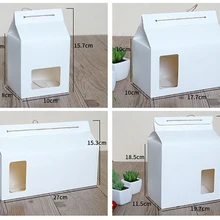 Белый ПВХ крафт-бумага с окошком сумка ручная коробка изготовленный на заказ коробка для печенья сахарный торт коробка кофе beem пакет для закусок с веревкой 100 шт./лот