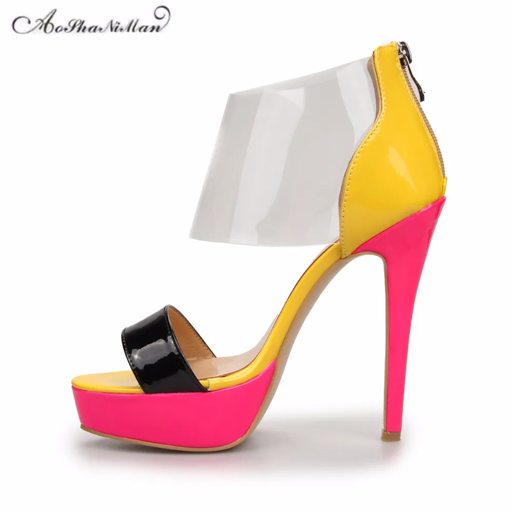 

Newest summer brand design women platform sandals Fashion thin heel colors summer shoes for woman real leather pumps 34-42