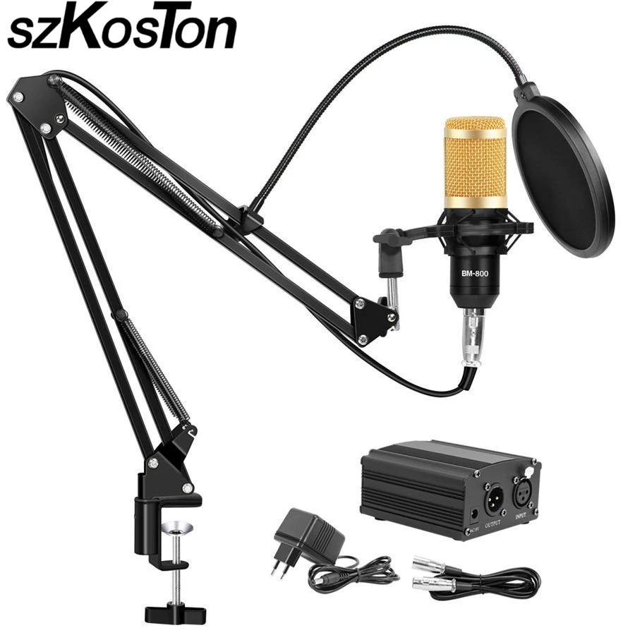Bm 800 Condenser Microphone for Computer karaoke Microphone with Microphone holder Phantom Power Studio Microphones Microfono Bm 800 Condenser Microphone for Computer karaoke Microphone with Microphone holder Phantom Power Studio Microphones Microfono