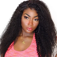 Kinky Curly Lace Front Human Hair Wigs For Black Women 130% Pre Plucked Brazilian Remy Hair Wigs CARA Bleached Knots Baby Hair
