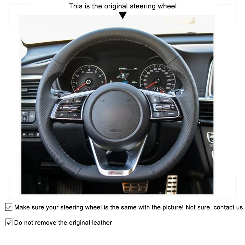 Сшитый вручную черный чехол MEWANT из натуральной кожи для руля Kia K5 Optima 2019 Cee 'd Ceed GT