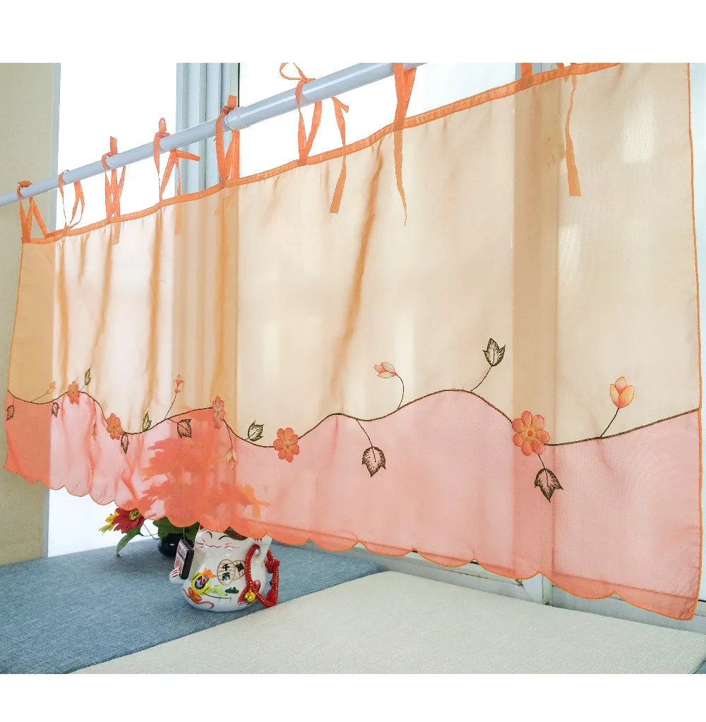 Laranja La O De Tule Bordado Janela Cortinas Para Cozinha Quarto Laranja La O De Tule Bordado Janela Cortinas Para Cozinha Quarto