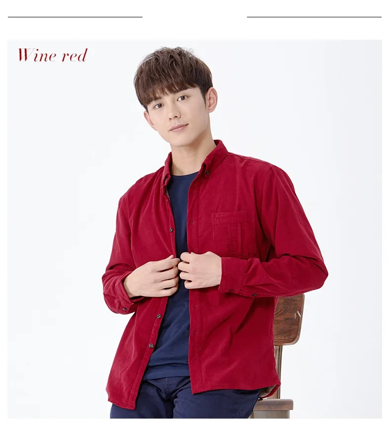 Winter trends men cotton corduroy warm shirt long-sleeved men plus cashmere thick shirt men brand autumn shirts men camisa S-4XL