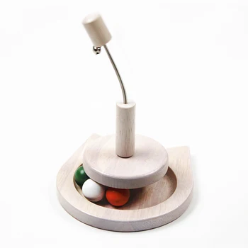 

APAULAPET Wood Pet Toys Cat Crazy Ball Disk Interactive Amusement Plate Play Disc Trilaminar Turntable Cat Toy