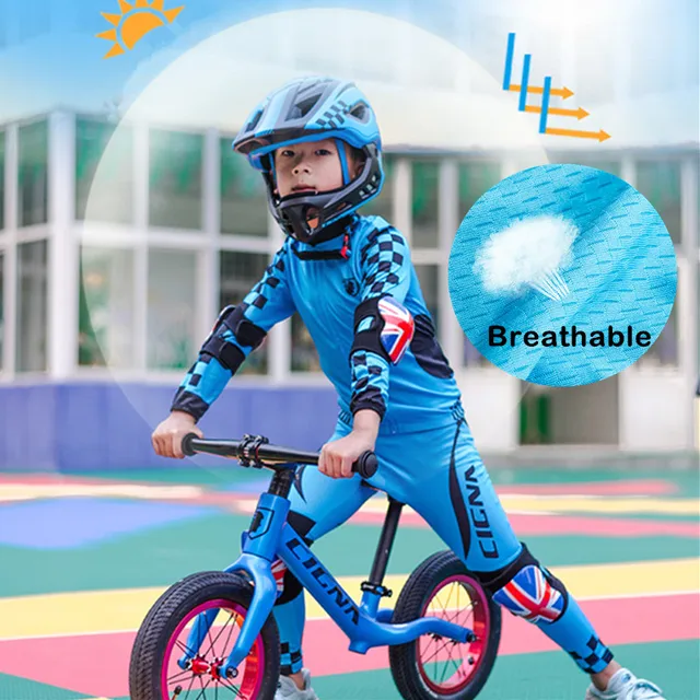 US $27.44 2019 Cycling Jersey Set for Kids Team Outdoor Sports Long Sleeves Breathable Set MTB Clothes Summer