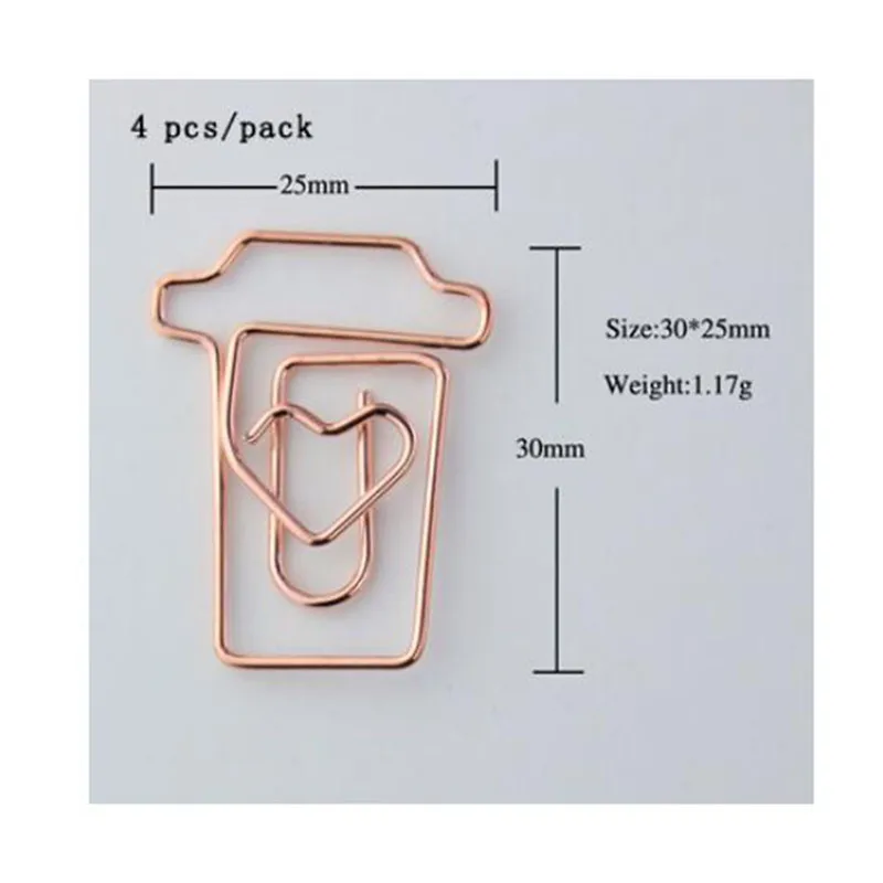 4 шт./партия, различные формы, розовое золото, металлические скрепки, закладки, инструменты, памятка, зажим, школьные и офисные принадлежности