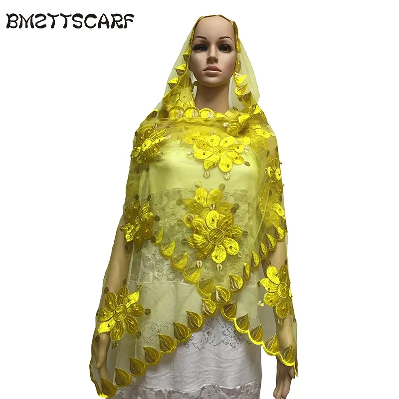 Африканские шарфы маленького размера шарф из тюли 2,1*0,5 метра с бисером платок для шали BM639 - Цвет: Color 8
