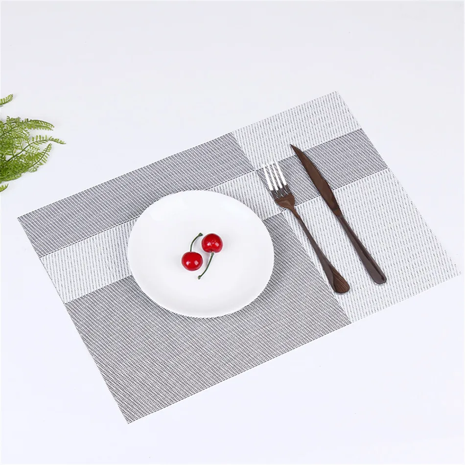 Plastic PVC Dining Table Mat Heat Insulation Non-Slip Simple Placemats Disc Pads Bowl Tableware Pad Coaster Kitchen Accessories (9)