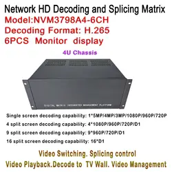 4u случае HD IP видео декодер H.265 5mp/4mp/3mp/2mp IP Камера ONVIF для 6ch Мониторы дисплей max, разделение 1/4/9/16 В Экран