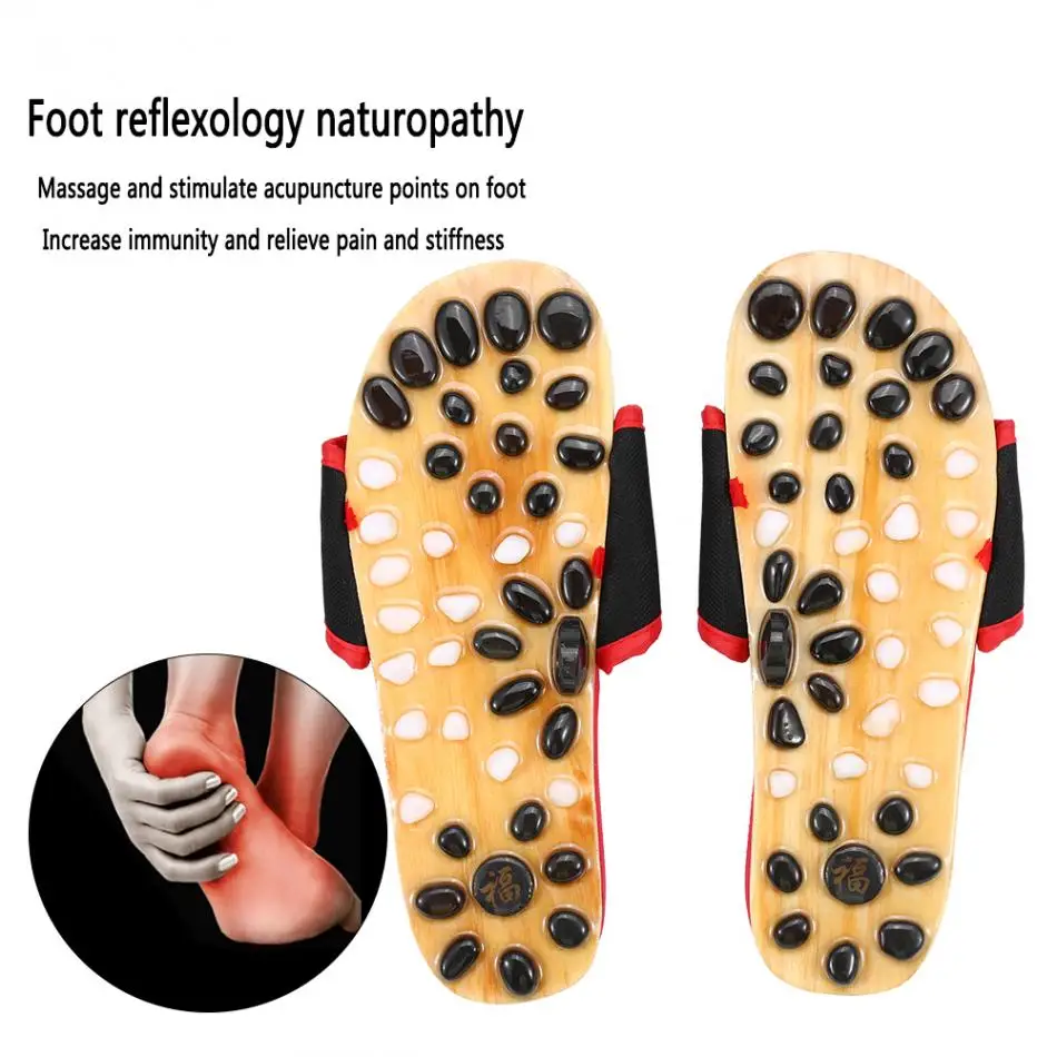 Natural Pebble Massage Sandals Acupoint Reflexology Foot Massage Slippers Feet Acupuncture Therapy Massager Shoes For Men Women Natural Pebble Massage Sandals Acupoint Reflexology Foot Massage Slippers Feet Acupuncture Therapy Massager Shoes For Men Women
