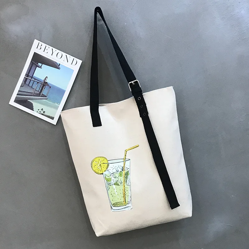 

Hazy Beauty Fashion Canvas Cloth Shopping Bag Woman White Single Shoulder Casual Eco Bag for Girls Cute Dog Pattern Book Bag New