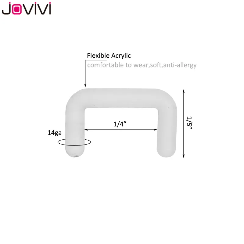 Jovivi 20 штук 14/16G Прозрачный биофлекс, кольца для пирсинга перегородки носа кольца фиксаторы гибкое акриловое кольцо для носа фиксатор u-образный пирсинг шкура ювелирные изделия