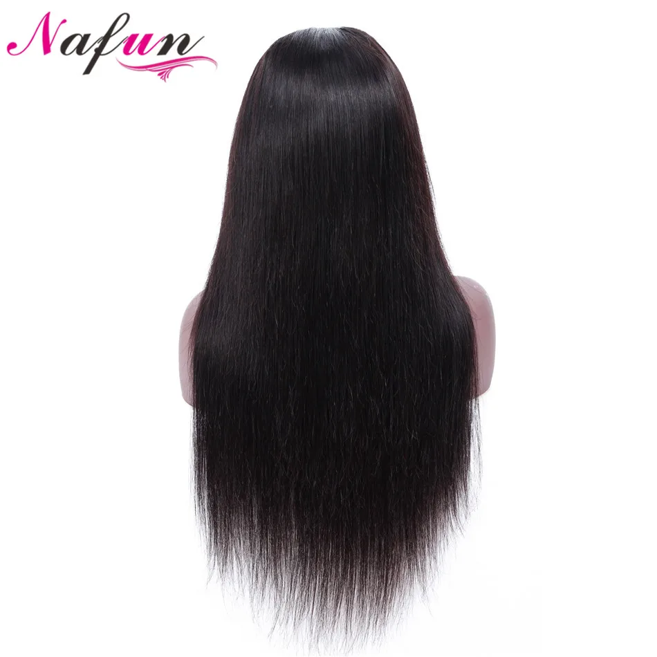 NAFUN 13x4 Синтетические волосы на кружеве парики для чернокожих Для женщин перуанские пучки Non-Волосы remy прямые Синтетические волосы на кружеве человеческих волос парики средней соотношение 150% Плотность