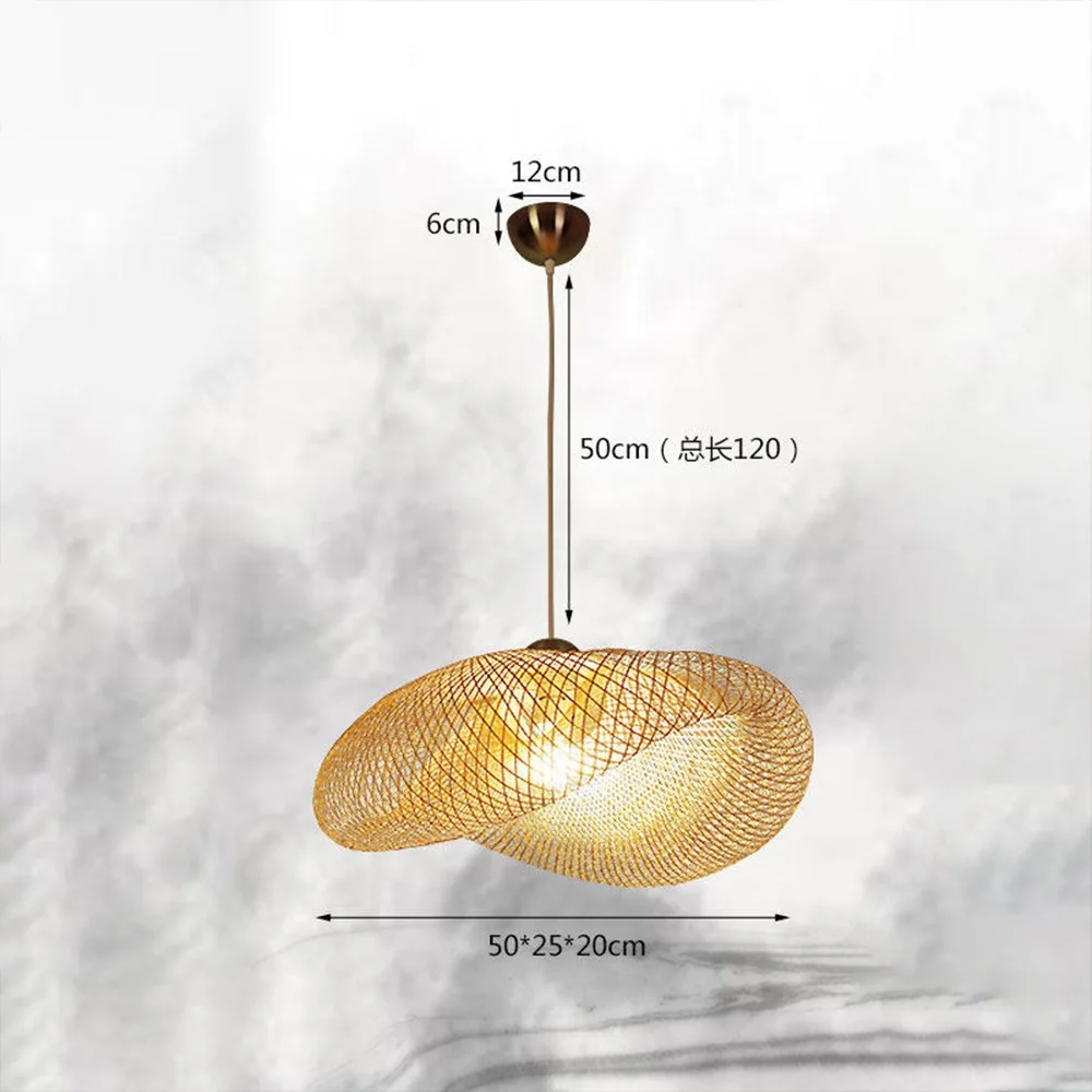 Бамбуковый светодиодный подвесной светильник E27 из плетеного ротанга с волнистым абажуром, винтажный Японский подвесной светильник для дома и дома, столовой, комнаты, светильник ing - Цвет корпуса: Model 1