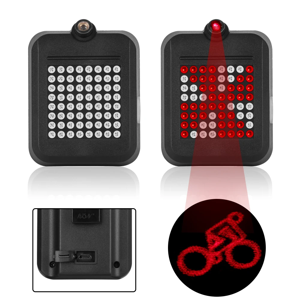 Buy 1PC Bicycle Light Direction Indicator Tail Light Automatic Charging USB 64