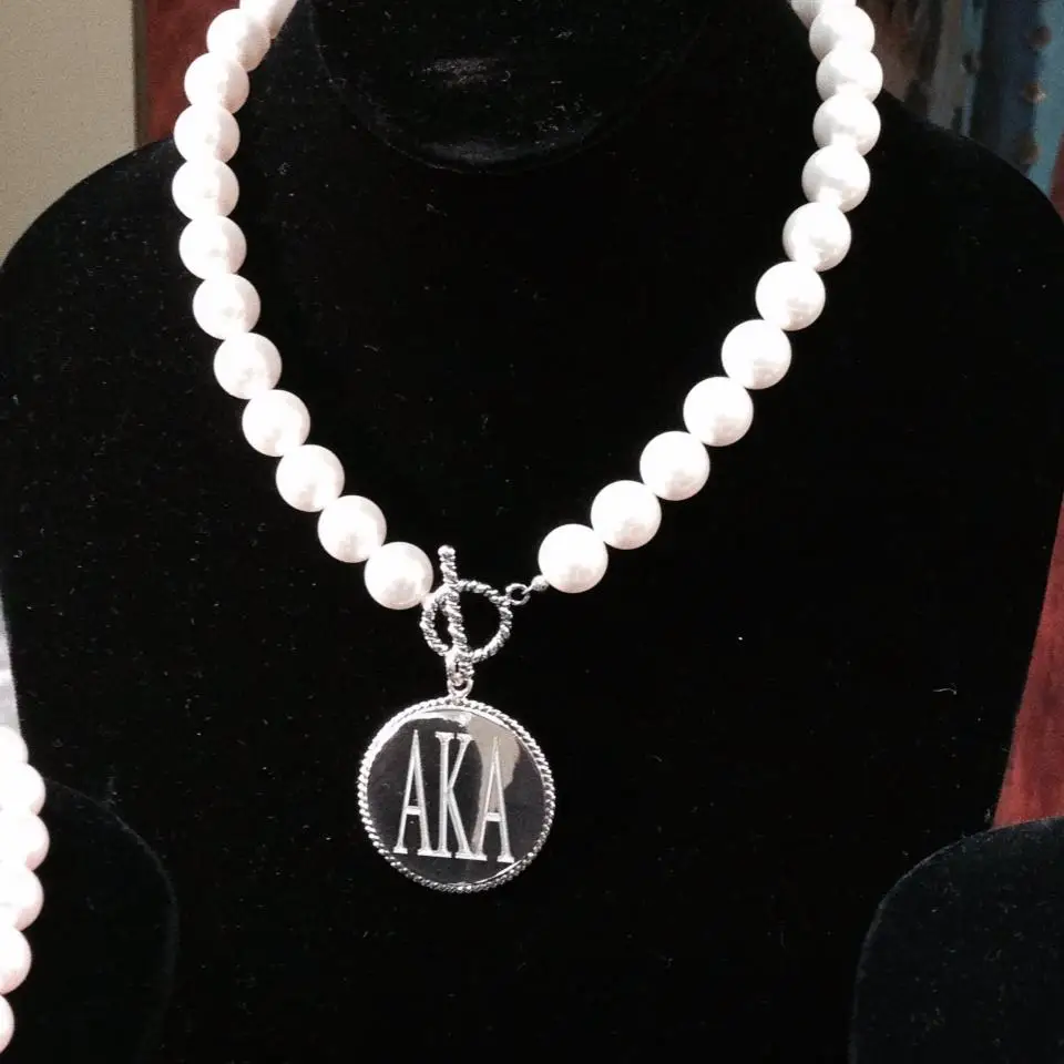 drop shipping Alpha Kap Alpha Pearl Necklace AKA Sorority sliver