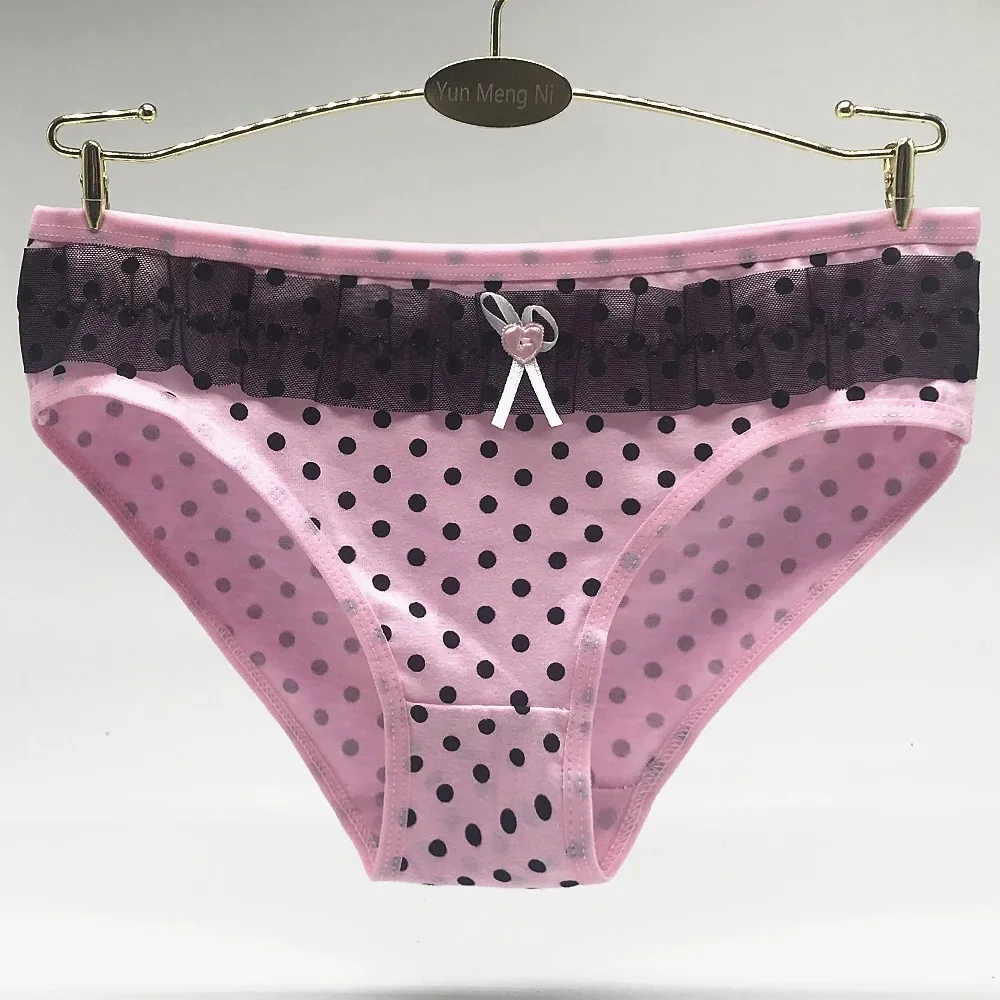 6pcs/lot Women Cotton Sexy G String Polka dot printed ladies pantiesM L