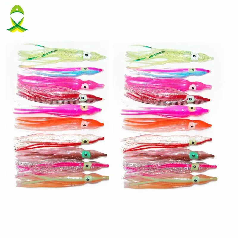 JSM 50pcs 9cm Soft Plastic Octopus Fishing Lures For Jigs Mixed Color