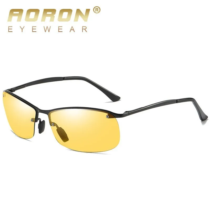 AORON, новинка, фотохромные солнцезащитные очки для мужчин, для вождения, поляризационные солнцезащитные очки, хамелеон, для вождения, защитные очки для ночного видения - Цвет линз: black night vision