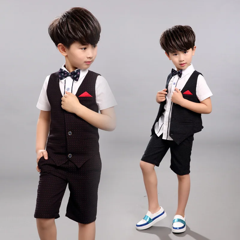 retail Kids Summer Suit short sleeve Graduation boy's Party Costumes