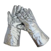 Алюминий Фольга перчатки, устойчивые к высокой температуре огнеупорное пять пальцев перчатки