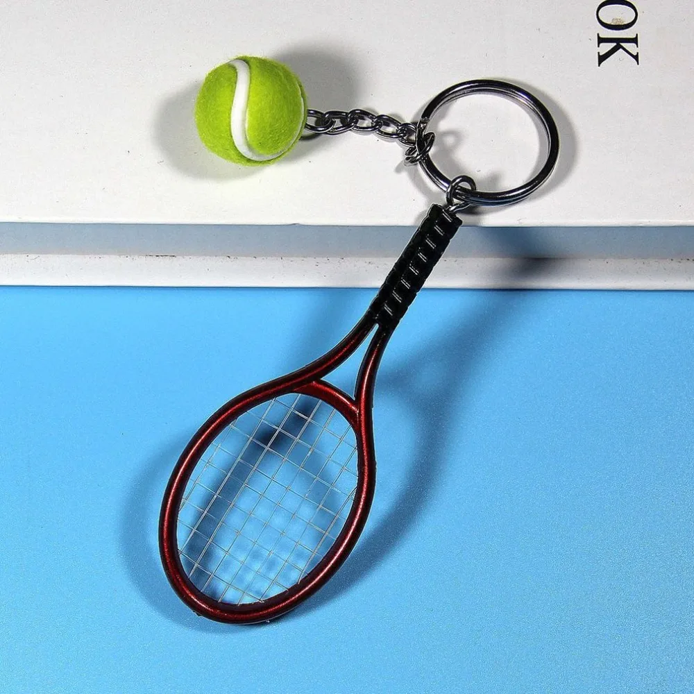 Мини металлическая Теннисная ракетка ручной работы милый сувенир Tenis ракетка, мяч брелок ключ спортивный автомобиль брелок в стиле