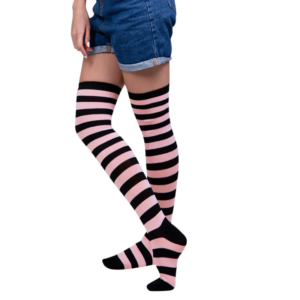 

Women Socks Stockings Warm Thigh High Over the Knee Socks Long Cotton Stockings stripe Sexy Long knee socks Long Stockings 3.7
