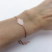 Стерлинговое Серебро 925 пробы, ювелирные изделия из чистого серебра, Турецкая Хамса, ручная работа, микро проложенный прозрачный cz Милый очаровательный браслет с подвеской в виде капли, прекрасный браслет для девушек