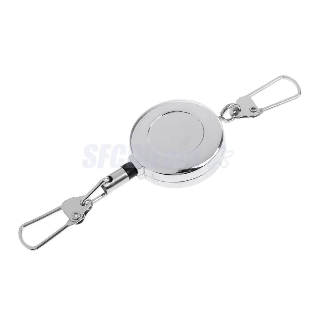 Fly Fishing Retractable Zinger Reel Steel Cord Retractor Fishing Tools Key Chain, Attach to Vest Backpack Belt