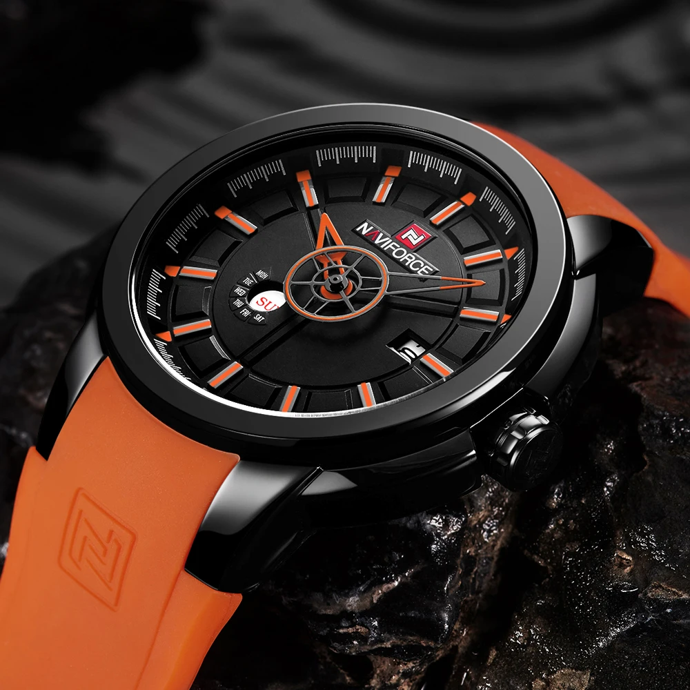 NAVIFORCE Luxury Brand Military Watches Men Quartz Analog 3D Face Rubber Clock Man Sports Watches Army Watch Relogios Masculino