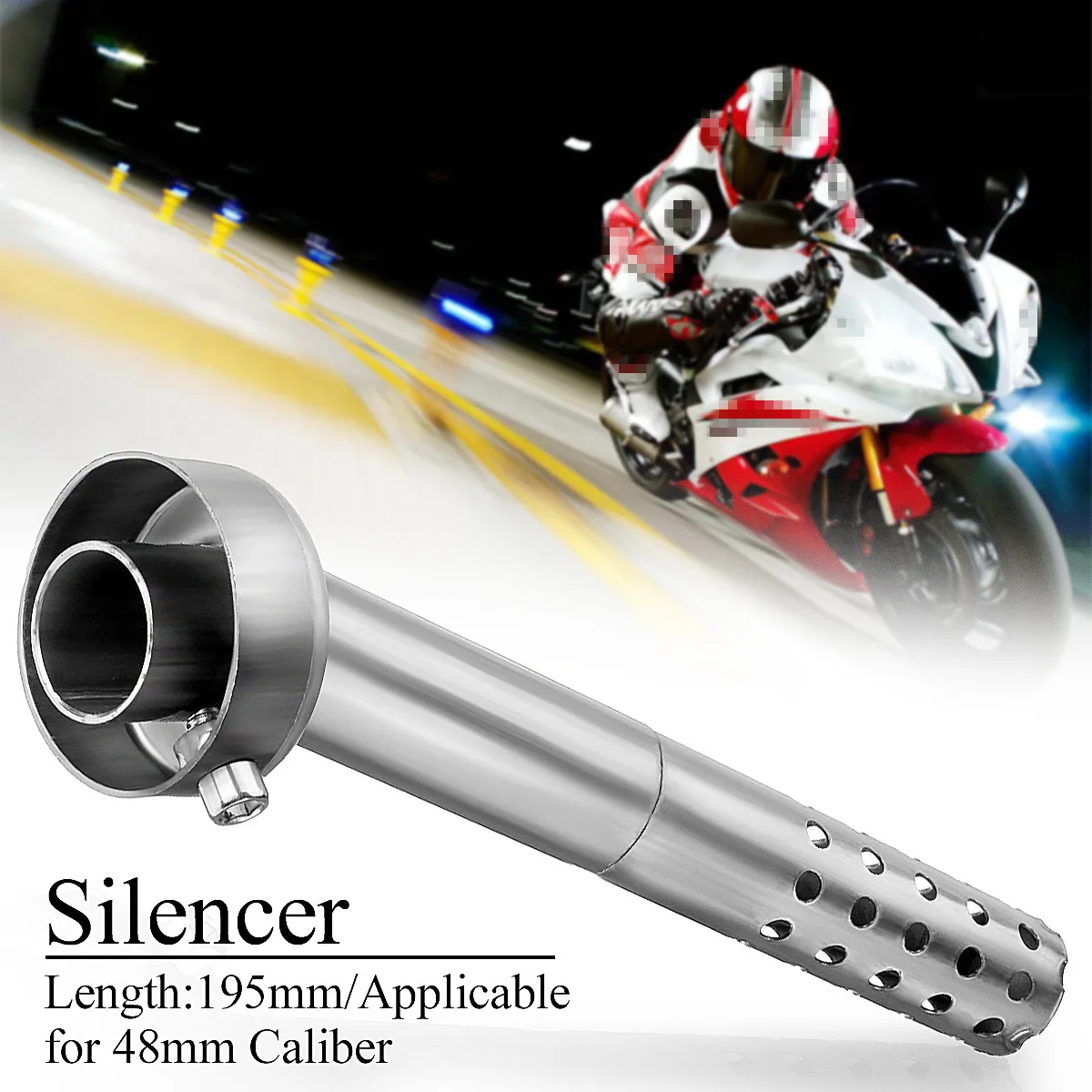 48mm Motorcycle Exhaust Muffler Angled Silencer Can Insert Baffle 195mm