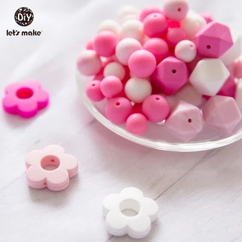 

Let's Make Silicone Beads Set Hexagon Beads 15mm Food Grade Silicone Flower Teether Diy Pacifier Chain Bpa Free Baby Teethers