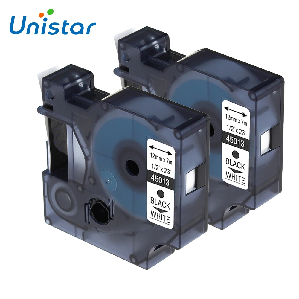 Ленты для этикеток Unistar 45013 совместимые с Dymo D1 Label manager 12 мм черный на белом принтер