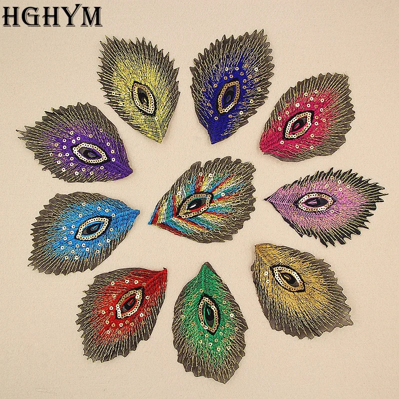 

Colorful Feather Embroidered Patches Iron On Sewing Accessories Appliqued Motif Patch For Cloth Stickers Jeans Trousers Jacket
