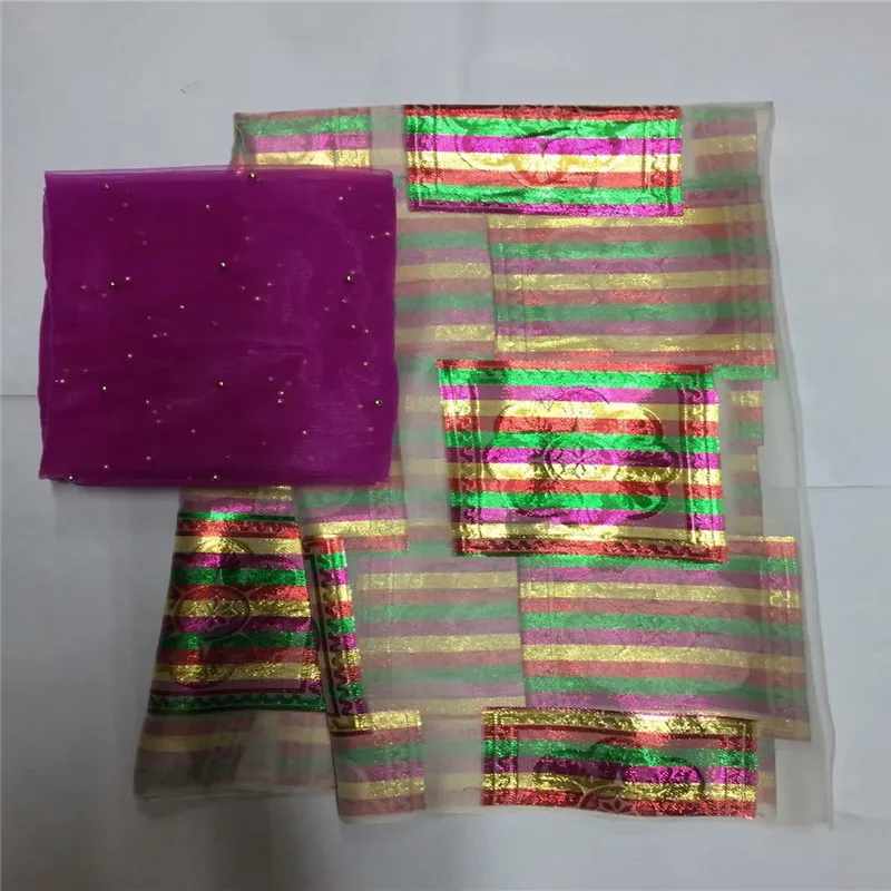 

LX!2019 High Quality African Metal Silk Fabric 5 + 2 Yards Chiffon African Silk Fabric For Ladies Party Clothing! F31318