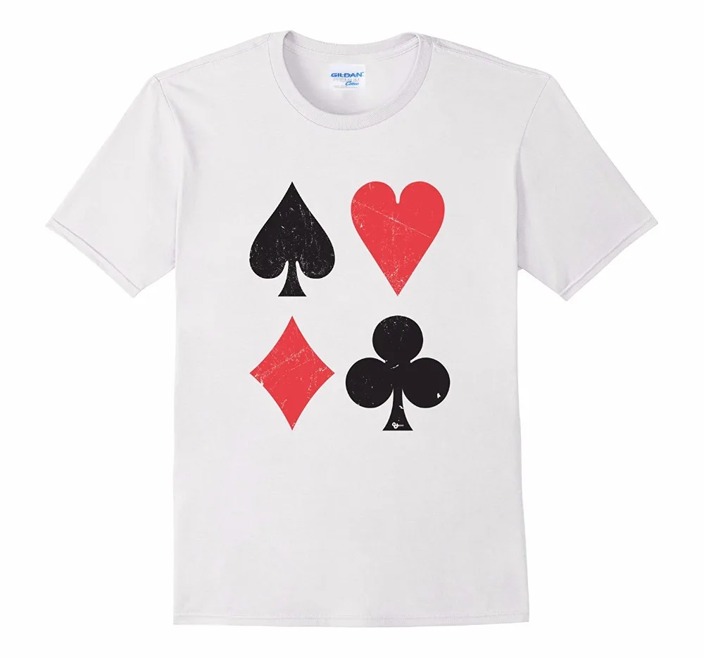 

New 2018 Cotton Short-Sleeve T-Shirt Fitted The Original Playing Card Suits Poker 100% Cotton Humor Men Crew neck Tee Shirts