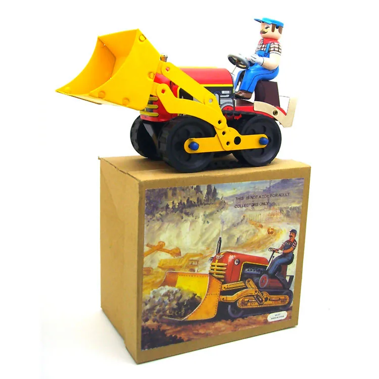 [Забавная] взрослая Коллекция Ретро заводная игрушка металлический оловянный бульдозер рабочий строительный автомобиль заводная игрушка фигурка винтажная игрушка