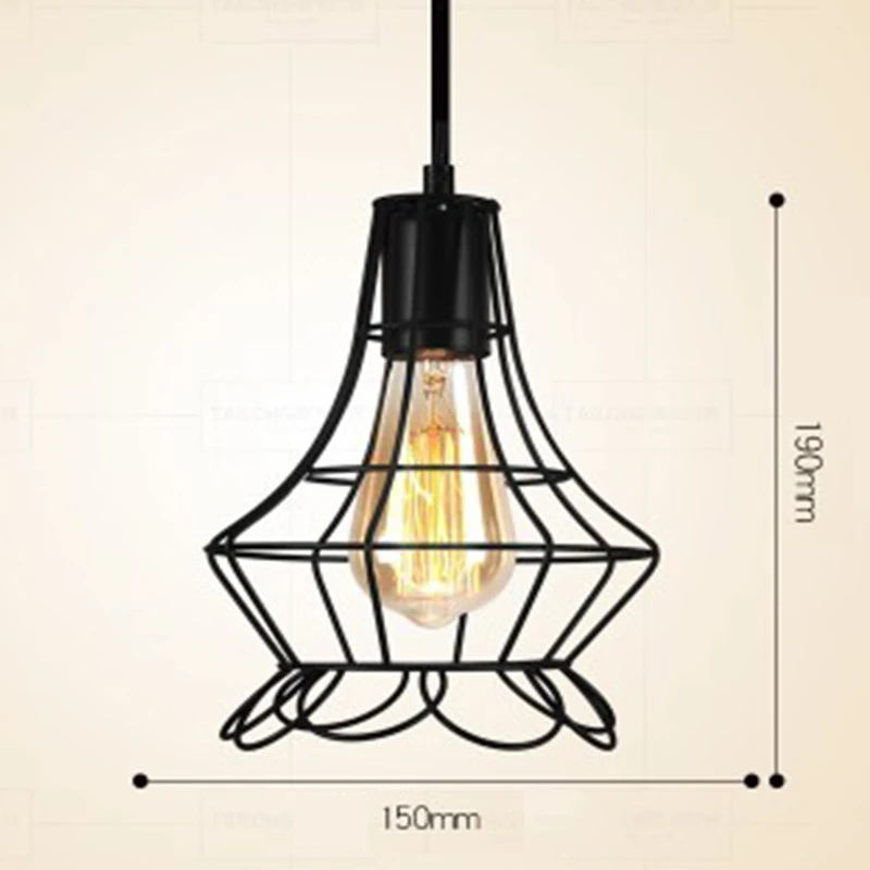 Светодиодный подвесной светильник для помещений e27в современном стиле в виде клетки, металлический минималистичный ретро скандинавский Лофт подвесной светильник, металлическая Подвесная лампа для ресторанов - Цвет корпуса: B