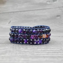 Прямые продажи с фабрики в Европе и горячий стиль браслет бусины lap три натуральный фиолетовый камень Бусины, бусины