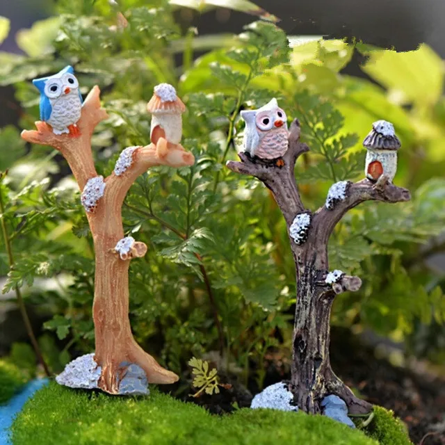 Мини ветви деревьев полимерные миниатюры Сова Фея Сад Дом комплект куклы рождественские украшения детские игрушки