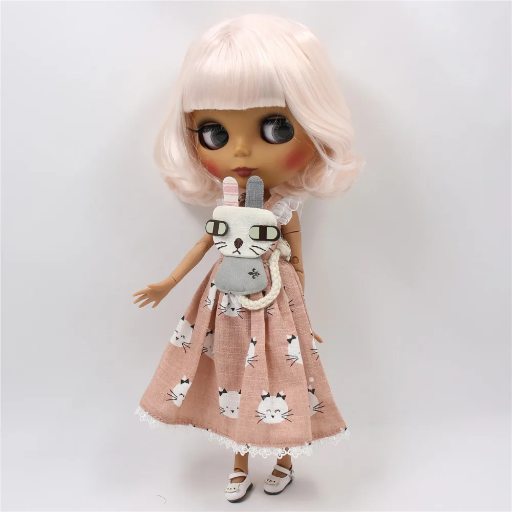 Bellinda – Premium Custom Neo Blythe Doll with Pink Hair, Dark Skin & Matte Cute Face 2