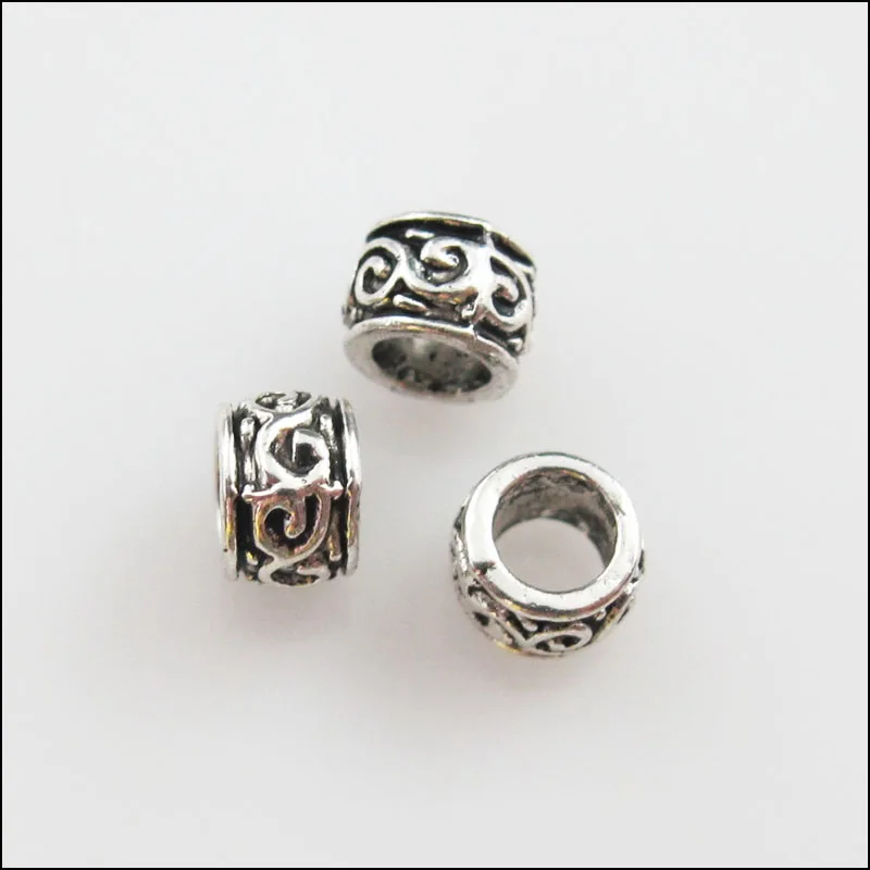 

New 50Pcs Tibetan Silver Flower Round Tube Spacer Beads Charms 5mm