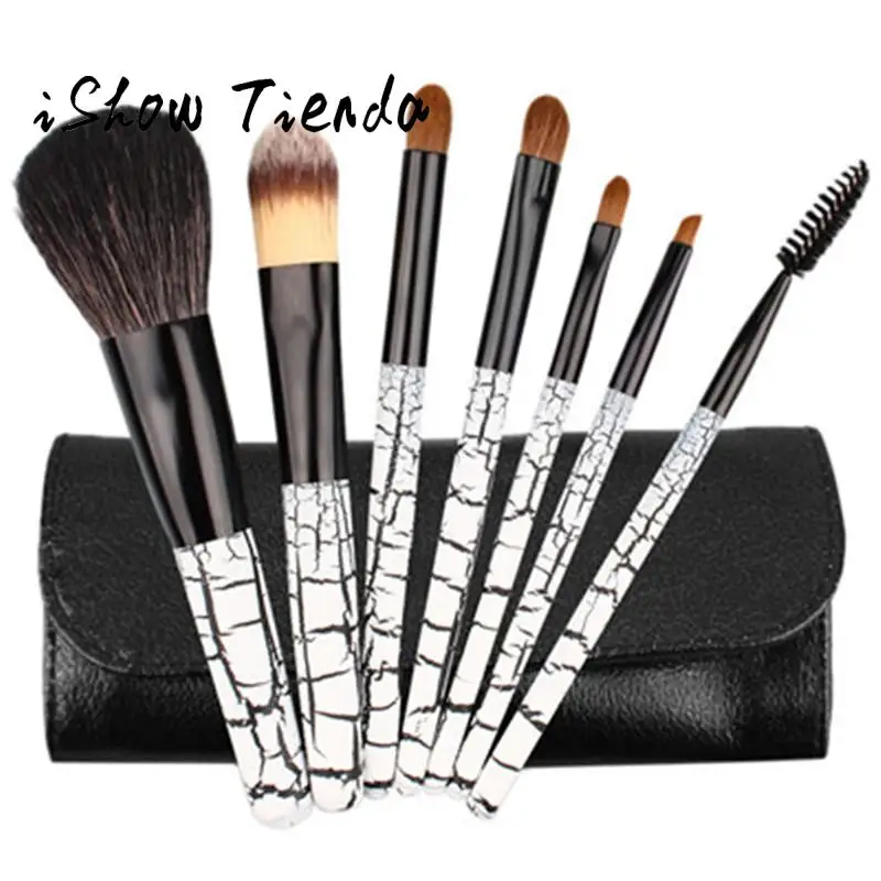 

7pcs Marble makeup brushes Cosmetic synthetic fibers Wood handle Brush Blusher eyeshadow Foundation Brushes Kit With Brush Bag